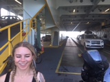 Meredith smiling on ferry
