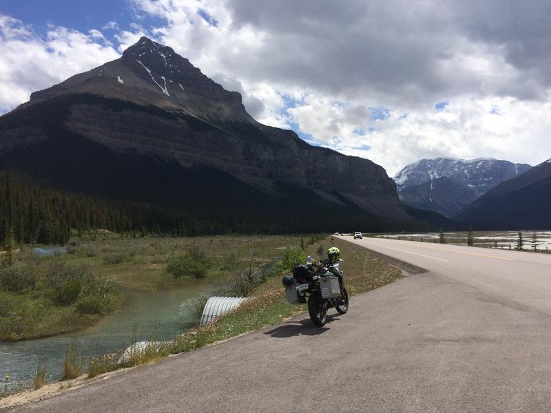 Stopped in front of mountain on Icefields Parkway
