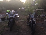 Our bikes packed in back yard