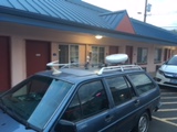 Car with radio antennae on roof