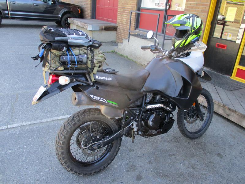 Starboard side view of clean motorcycle